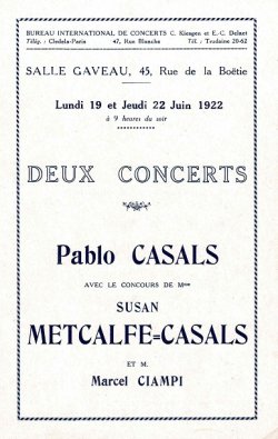 画像1:  [仏] パブロ・カザルス「2つのコンサート」プログラム ■ 於サル・ガヴォー（パリ）　1922年6月