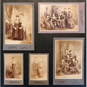 画像: 台紙付写真「（仮題）袴姿の女学生」五枚 ■ 撮影：和田（新潟西堀）　明治末頃